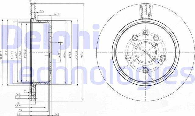 Тормозной диск Delphi задний для Lexus RC I 2014-2026. Артикул BG4024