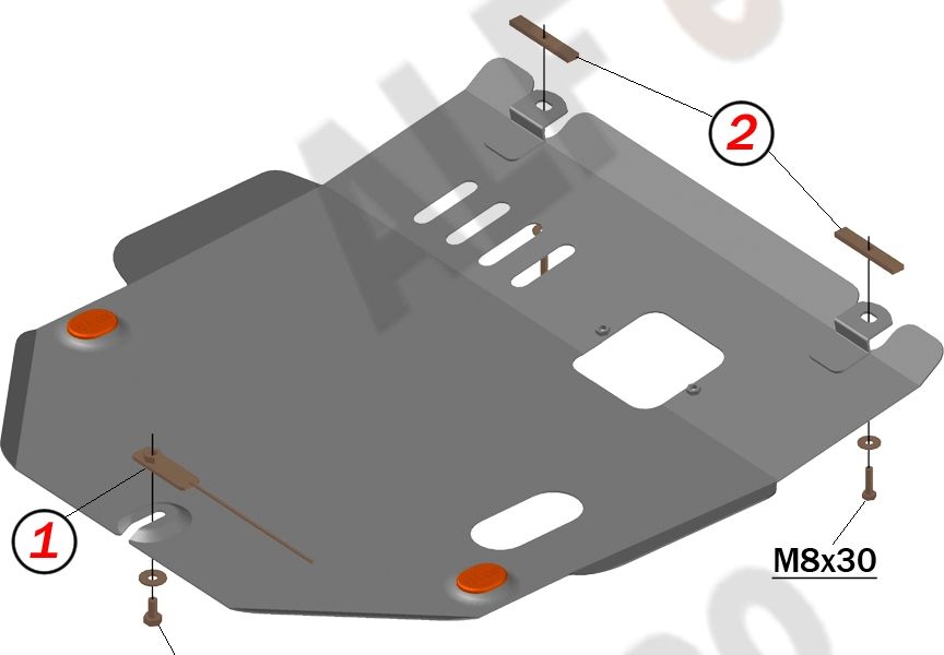 Защита алюминиевая Alfeco для картера и КПП Honda Mobilio Spike 4WD 2002-2008. Артикул ALF.09.38al