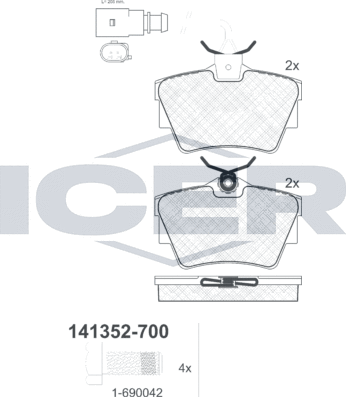 Тормозные колодки Icer. Артикул 141352-700