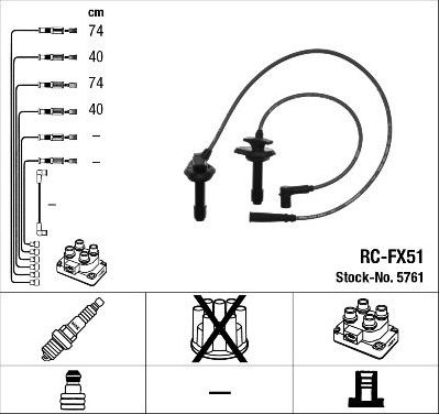 Высоковольтные провода (провода зажигания) (комплект) NGK для Subaru Forester I 1998-2001. Артикул 5761