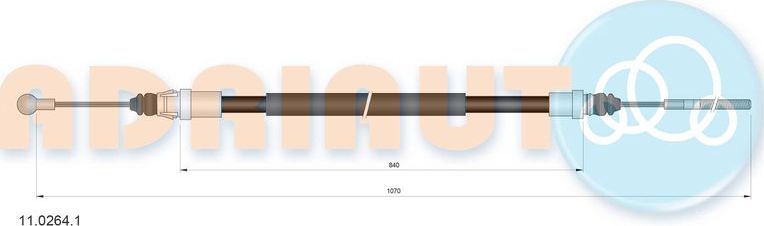 Трос ручника (тросик ручного тормоза) Adriauto. Артикул 11.0264.1