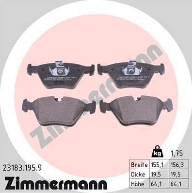 Тормозные колодки Zimmermann pb:z. Артикул 23183.195.9