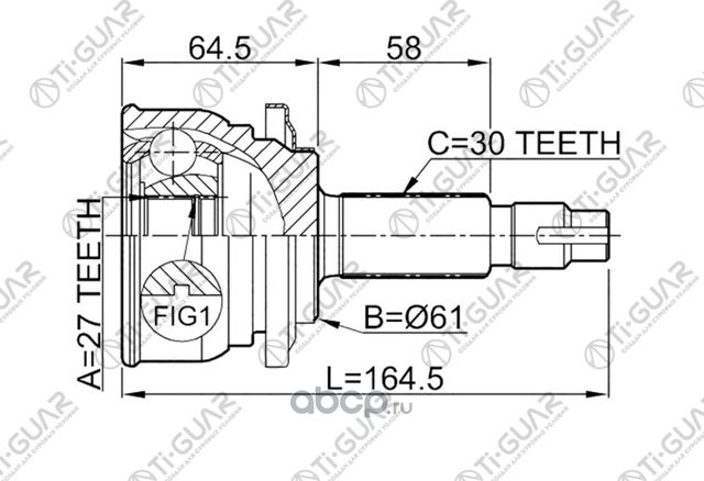 Шрус (TI-Guar). Артикул TG9583