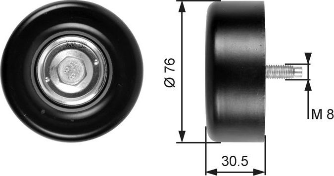 Направляющий (ведущий) ролик приводного поликлинового ремня Gates (Металл). Артикул T36265