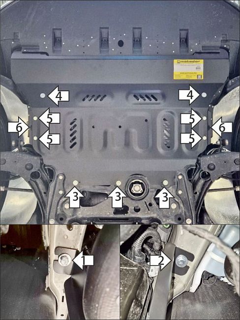 Защита Мотодор для картера и КПП Volkswagen Tiguan III L Pro (China) 2024-2026. Артикул 72709