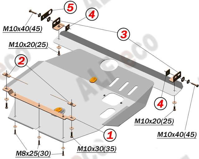 Защита алюминиевая Alfeco для картера и КПП Toyota Avensis T22 1997-2003. Артикул ALF.24.21 AL4
