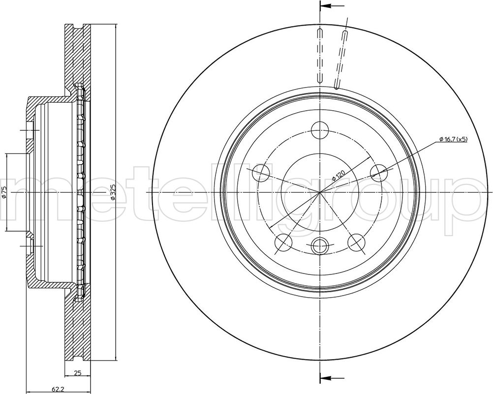 Тормозной диск Metelli. Артикул 23-0752C
