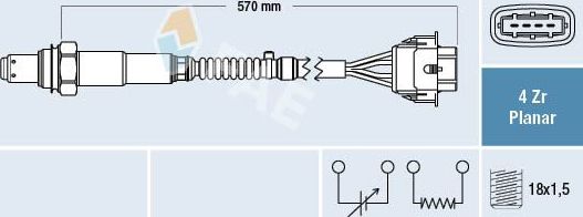 Лямбда-зонд (кислородный датчик) FAE для Opel Corsa D 2006-2014. Артикул 77154