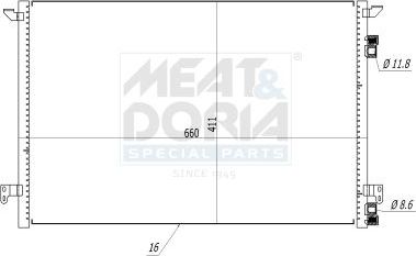 Радиатор кондиционера (конденсатор) Meat & Doria для Fiat Croma II 2005-2011. Артикул 991008