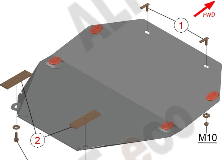 Защита алюминиевая Alfeco для картера и КПП Opel Vectra B 1995-2002. Артикул ALF.16.09 AL4