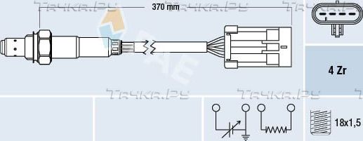 Лямбда-зонд (кислородный датчик) FAE для Chevrolet Rezzo 2005-2008. Артикул 77309