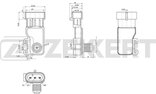 Датчик абсолютного давления (ДАД, MAP) Zekkert для Opel Vectra B 1995-2003. Артикул SE-1004