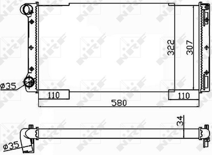 Радиатор охлаждения двигателя NRF (алюминий). Артикул 53229