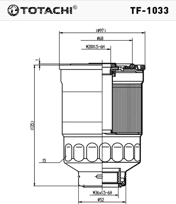Топливный фильтр (Totachi). Артикул TF1033