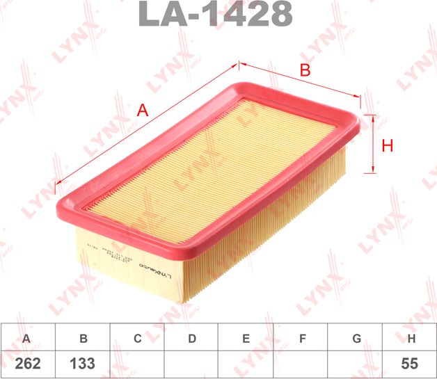 Воздушный фильтр LYNXauto для Hyundai Equus I 1999-2003. Артикул LA-1428