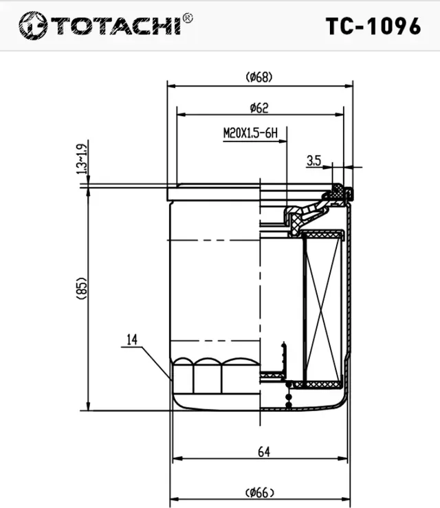 Фильтр масляный TOTACHI TC-1096 C-809 15400-RTA-004 MANN W 610/3, W 610/6, W 610 Totachi. Артикул TC1096