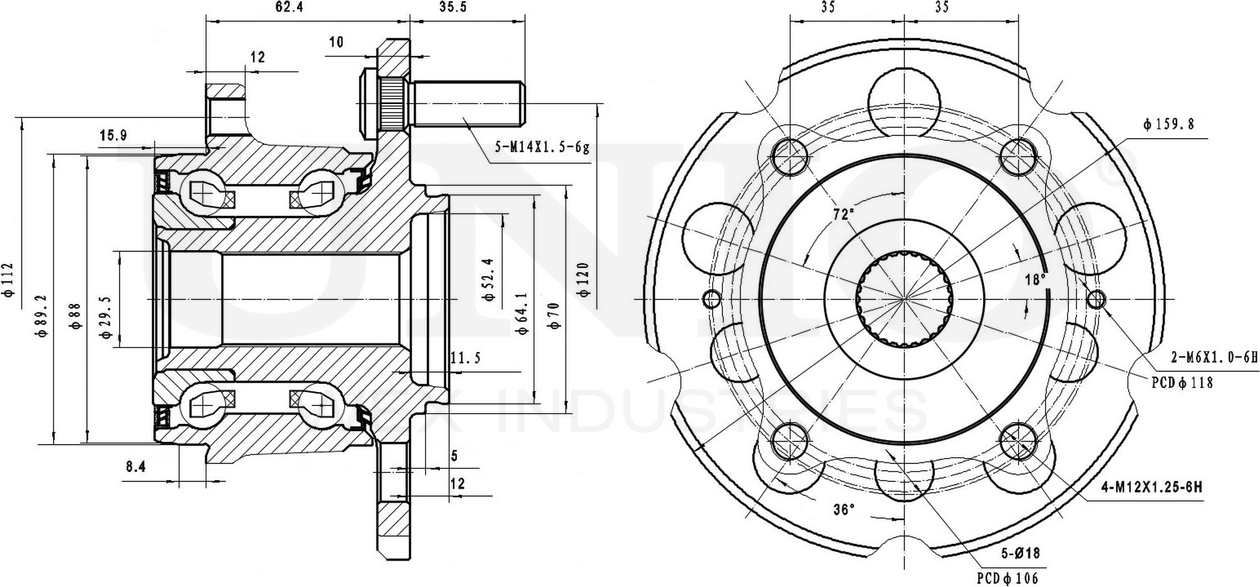 Ступица колеса с интегрированным подшипником (Unio). Артикул HUB-20191