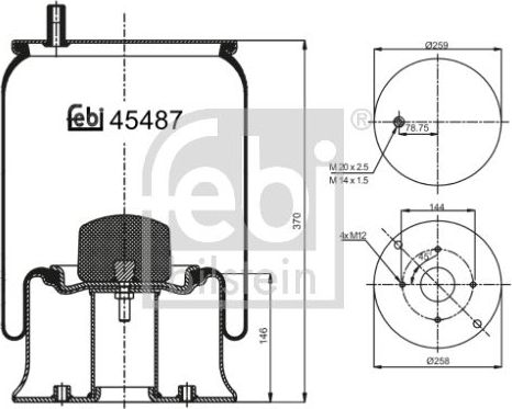 Пневмоподушка (пневморессора) Febi Bilstein задняя для Mercedes-Benz Atego 1 1998-2004. Артикул 45487