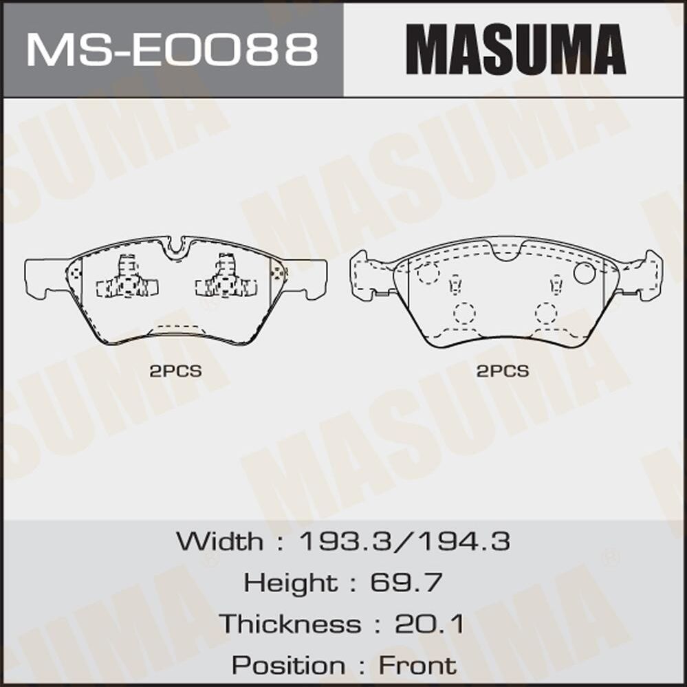 Тормозные колодки Masuma. Артикул MS-E0088