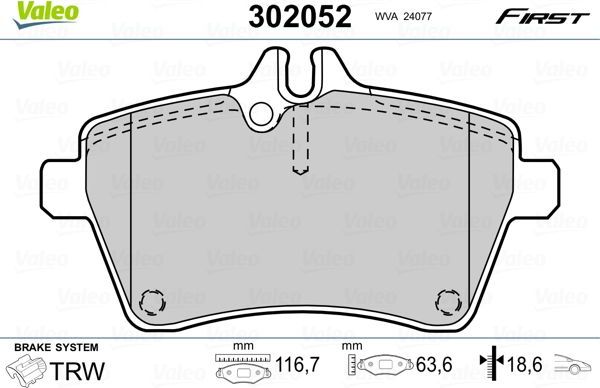 Тормозные колодки Valeo First. Артикул 302052