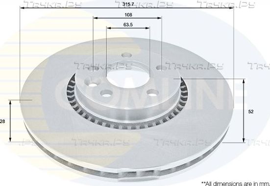 Тормозной диск Comline COATED для Volvo S60 Cross Country 2015-2018. Артикул ADC1251V