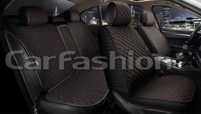 Накидки универсальные CarFashion Cube Plus для авто, цвет Черный/Черный/Красный. Артикул 22675