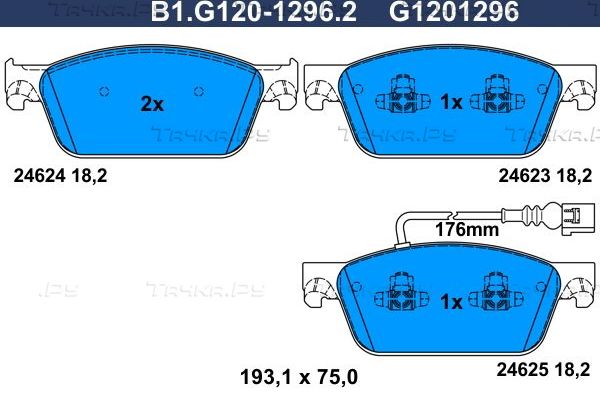 Тормозные колодки Galfer передние для Volkswagen Transporter T6 2015-2026. Артикул B1.G120-1296.2