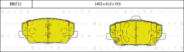 Колодки тормозные дисковые передние (Blitz). Артикул BB0712