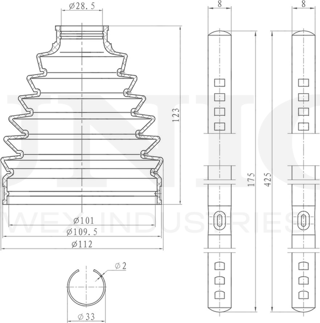 Пыльник ШРУС, комплект (Unio). Артикул DUC-30117K