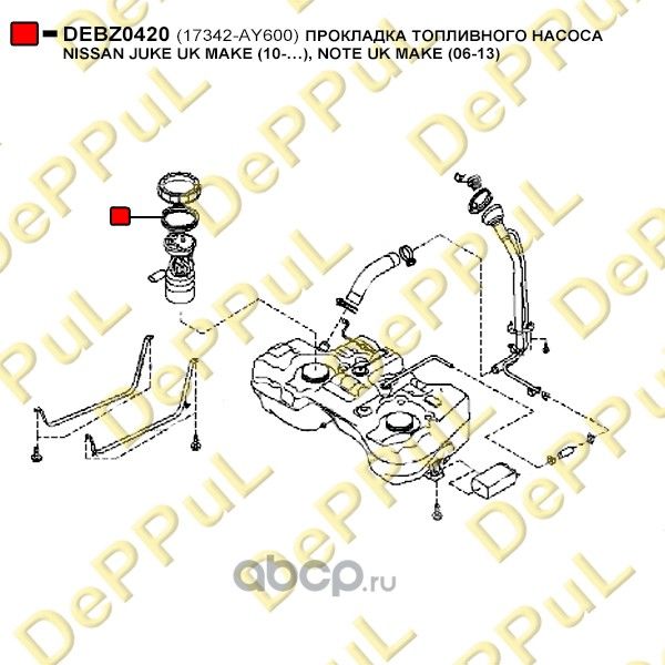 ПРОКЛАДКА ТОПЛИВНОГО НАСОСА NISSAN JUKE UK MAKE (10-), NOTE UK MAKE (06-13) (Deppul). Артикул DEBZ0420