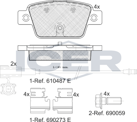 Тормозные колодки Icer для Fiat Stilo 2001-2008. Артикул 182043