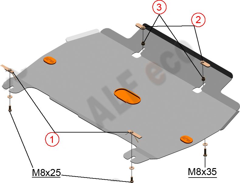 Защита алюминиевая Alfeco для картера и КПП Dongfeng AX7 2017-2026. Артикул ALF.58.02al
