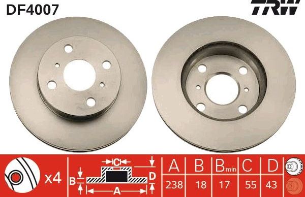 Тормозной диск TRW. Артикул DF4007