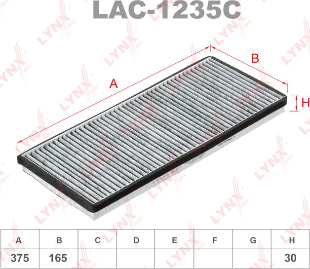 Салонный фильтр LYNXauto. Артикул LAC-1235C
