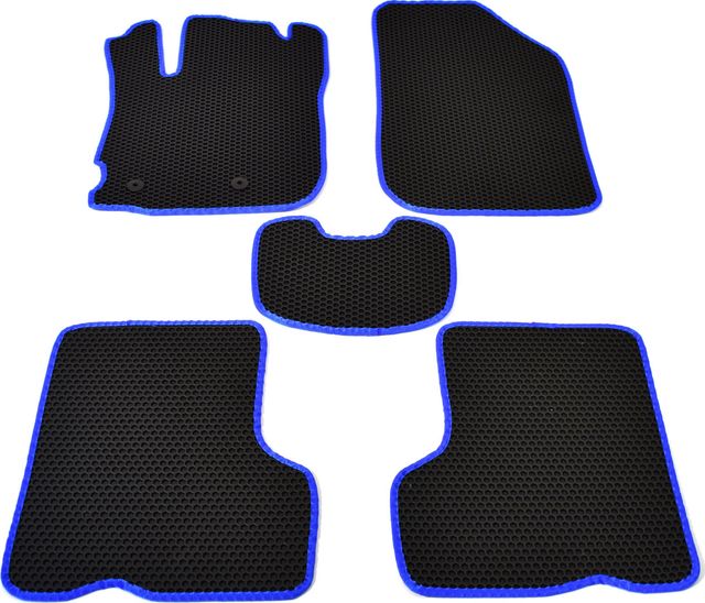 Коврики резиновые Avtodriver SOTA для салона Renault Kaptur 2016-2026 Черные, синий кант. Артикул EVAS.0544.03