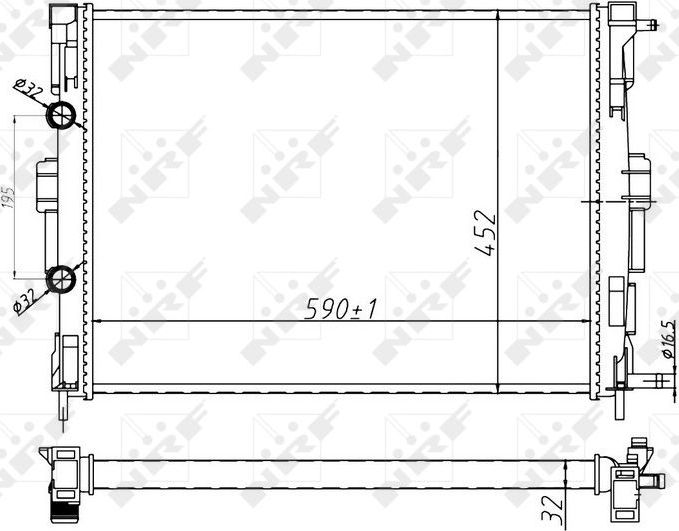 Радиатор охлаждения двигателя NRF (алюминий). Артикул 58329A