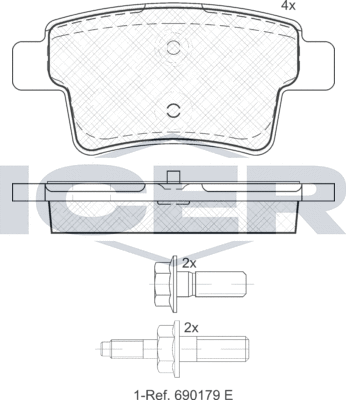Тормозные колодки Icer задние для Citroen C4 Picasso I 2006-2013. Артикул 181853