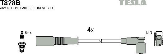 Высоковольтные провода (провода зажигания) (комплект) Tesla для Fiat Albea 1996-2009. Артикул T828B