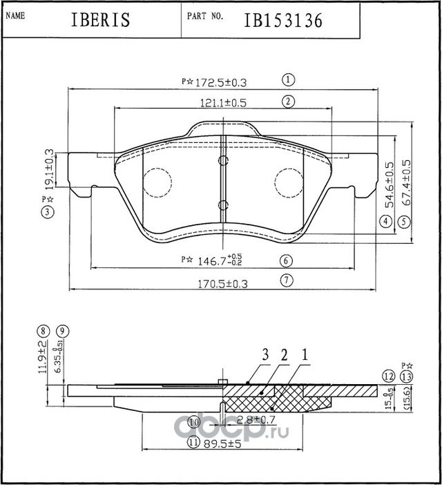 КОЛОДКИ ТОРМ.ПЕРЕД., К-Т FORD MAVERICK III, TRIBUTE (EP) IB153136 (Iberis). Артикул IB153136