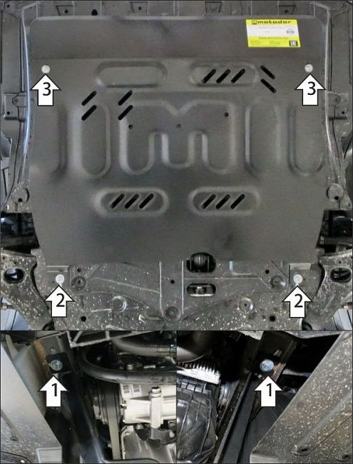 Защита Мотодор усиленная для картера, КПП Jac JS6 2022-2026. Артикул 78302