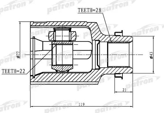 Шрус внутренний (граната) Patron. Артикул PCV1364