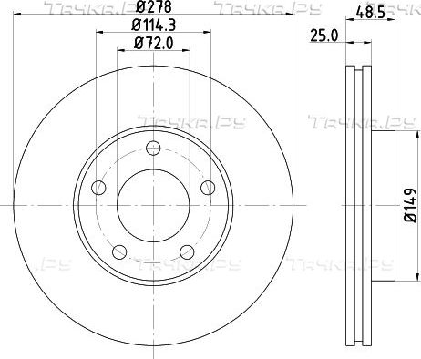 Тормозной диск Mintex передний для Mazda 5 II (CW) 2010-2015. Артикул MDC1691