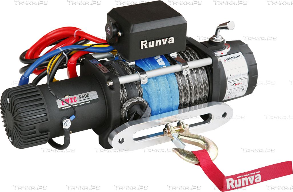Лебёдка электрическая 24V Runva высокоскоростная 9500 lbs 4350 кг (синтетический трос). Артикул EWXC9500SSR24V