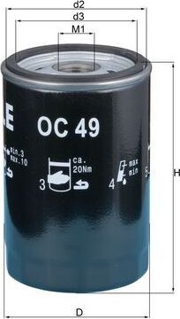 Масляный фильтр Mahle. Артикул OC 49