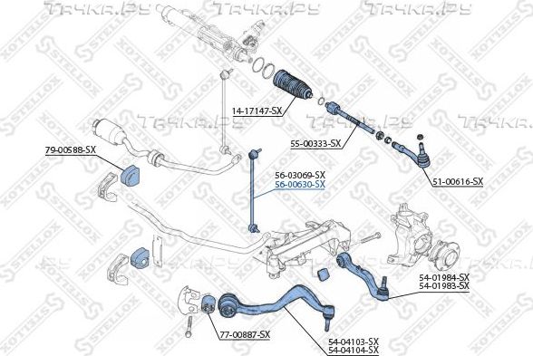 Стойка (тяга) стабилизатора Stellox передняя правая для BMW 7 IV (E65/E66) 2001-2008. Артикул 56-00630-SX