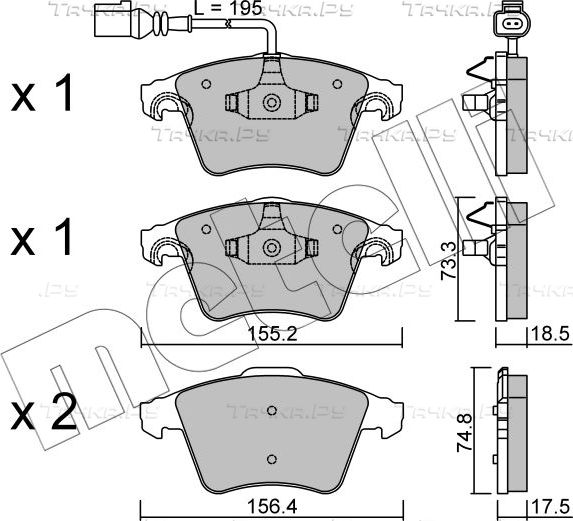 Тормозные колодки Metelli передние для Volkswagen Multivan T5 2003-2009. Артикул 22-0552-1