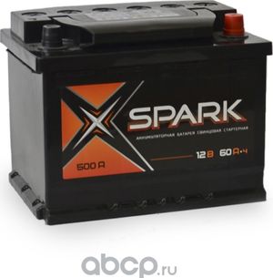 АКБ SPARK 60А*ч, стартовый ток 500А о.п. Spark. Артикул SPA603R