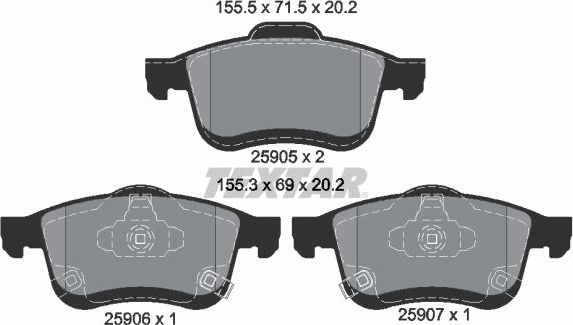 Тормозные колодки Textar Q+. Артикул 2590501