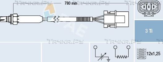 Лямбда-зонд (кислородный датчик) FAE для Nissan 100NX 1991-1994. Артикул 77181