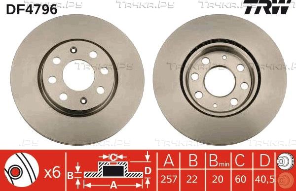 Тормозной диск TRW передний для Fiat Punto III Punto Evo 2008-2012. Артикул DF4796